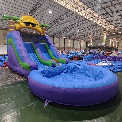 Slide acquatico commerciale a doppia corsia in PVC a doppia corsia, slitta idraulica gonfiabile con piscina idraulica a spruzzo