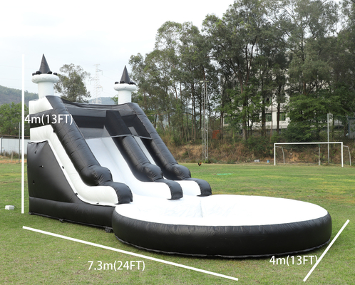 Scivolo d'acqua gonfiabile scivolo d'acqua bianco e nero scivolo per bambini con vasca d'acqua più grande