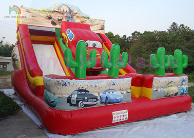 Scorrevole all'aperto del cortile dei bambini asciutti gonfiabili dello scorrevole della decorazione dell'automobile del fumetto dal PVC di Platone