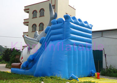EN14960 scorrevole asciutto gonfiabile per i bambini, scorrevole gonfiabile blu dello squalo del doppio punto