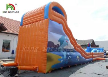 Tela cerata blu/arancio del PVC gonfiabile asciuga amichevole eco- dello scorrevole per all'aperto