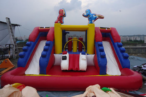 Il doppio parteggia acquascivolo gonfiabile combinato per divertimento del parco dei bambini della pittura dell'eroe