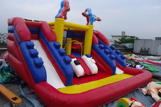 Il doppio parteggia acquascivolo gonfiabile combinato per divertimento del parco dei bambini della pittura dell'eroe