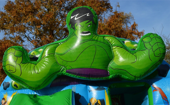 Camera di salto del castello verde gonfiabile del Super Heroes dei bambini con lo scorrevole