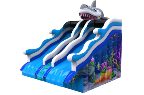 Piscina del parco gonfiabile dell'acqua dello squalo grande con l'acquascivolo