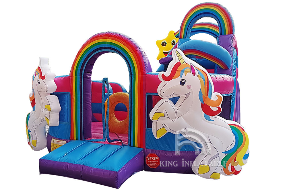 Camere gonfiabili di rimbalzo dell'acqua dell'arcobaleno di principessa Pink Giant Jumping dello scorrevole di Unicorn Bouncy Castle With Water dei bambini