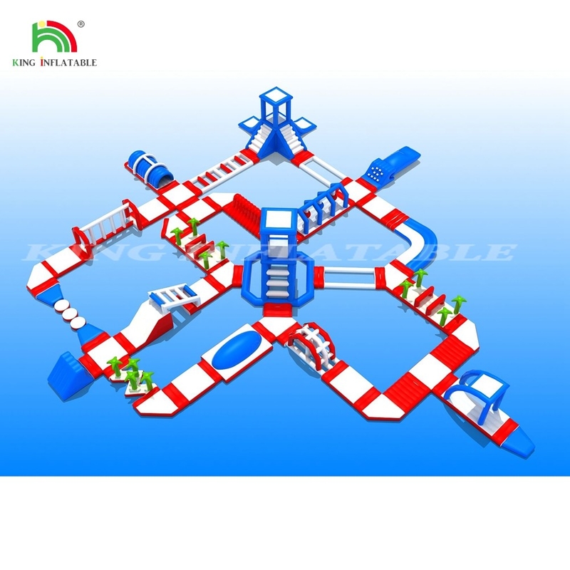 Parco acquatico gonfiabile personalizzato Parco acquatico galleggiante gonfiabile commerciale con scivolo d'acqua Per noleggio di feste