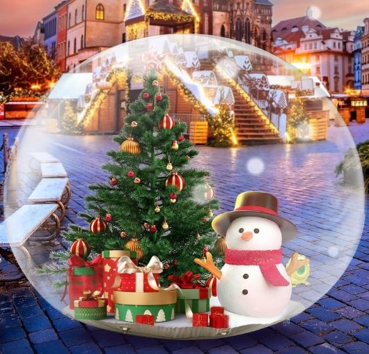 10ft sfera di neve gonfiabile 0,5 mm PVC Decorazioni natalizie gigante trasparente sfoglia gonfiabile tenda igloo