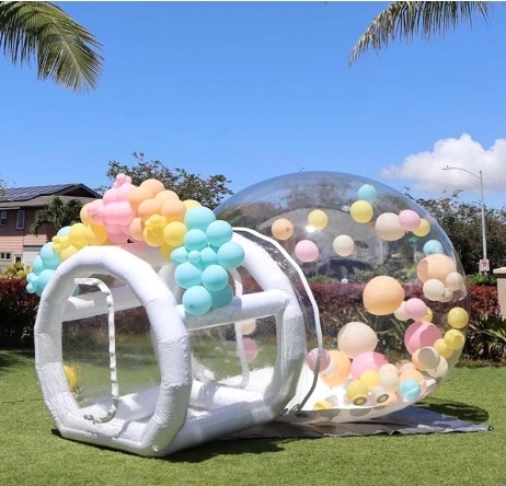 Tenda gonfiabile a bolla all' esterno Cupola di cristallo trasparente Tenda gonfiabile a bolla con palloncini per matrimonio