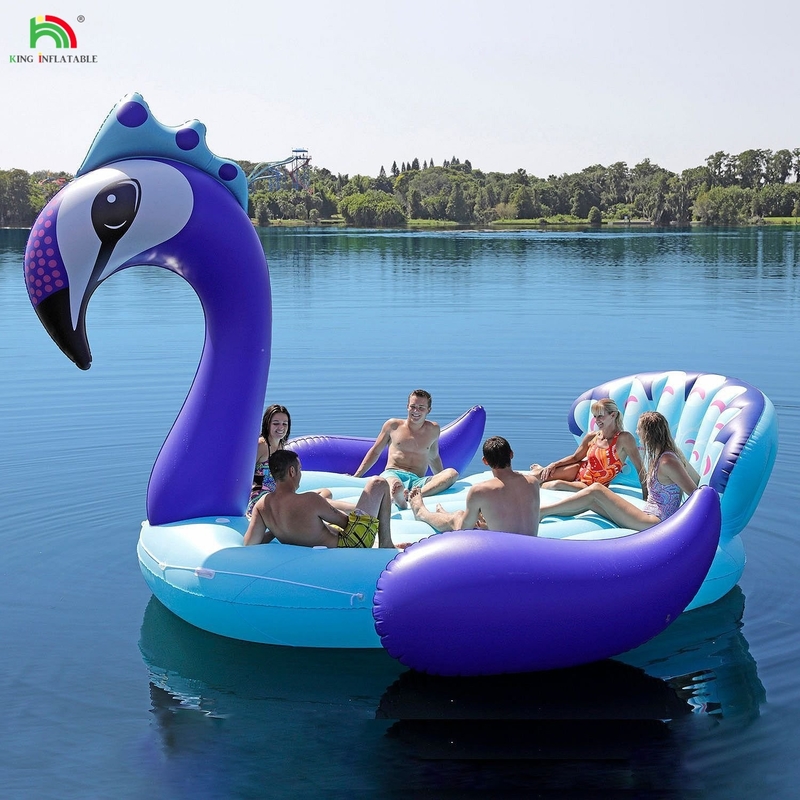 6 Persone Inflatabile Peacock Acqua Monte Mare Lago Piscina Galleggiante Giocattolo Acqua Gigante Unicorn Flamingo Inflatabile Letto Galleggiante Per Festa Acqua