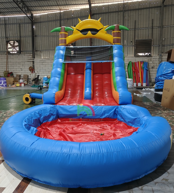 Adulti Bambini scivolo d'acqua di grado commerciale PVC pieno doppia corsia scivolo d'acqua gonfiabile con piscina idraulica