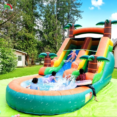Scivolo d'acqua commerciale secco e bagnato gonfiabile Tropical Fiesta Breeze Kids Scivolo d'acqua gonfiabile con piscina