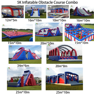 Tarpaulin in PVC 5k Corso di ostacoli gonfiabili Combo Large Slide Interattivo Per Adulti